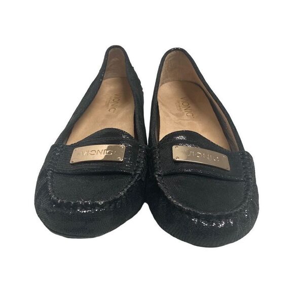 VIONIC Women’s Ortha Heel Technology Sydney Leather Slip On Loafers Black Size 9 - Picture 1 of 10